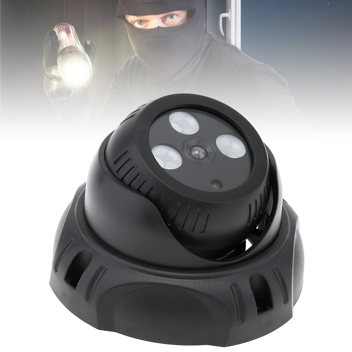 3 Light Small Dummy Simulated Security Camera Flashing Red LED Conch