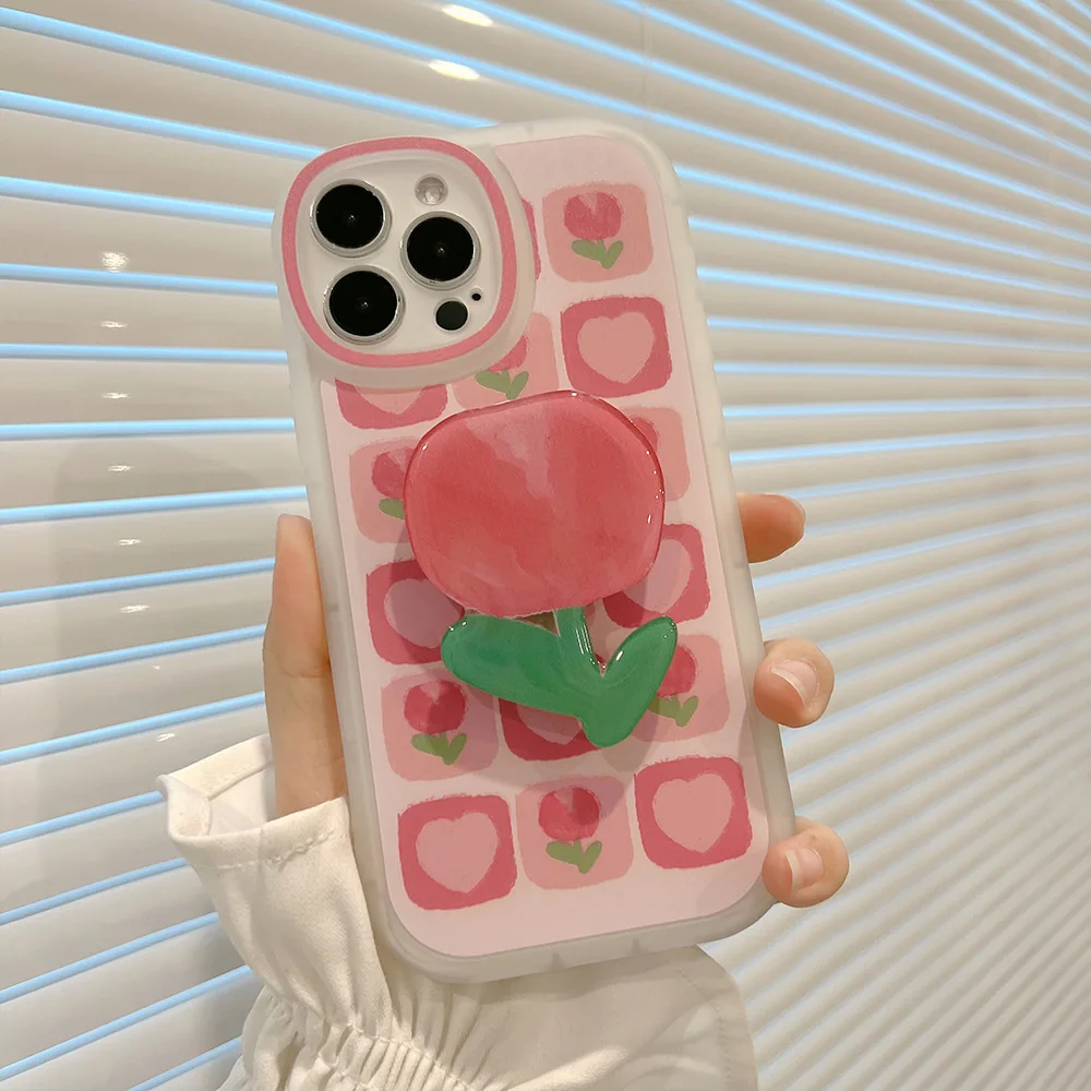 Cartoon Tulip Flowers Shockproof Phone Case - Protective and Stylish Cover
