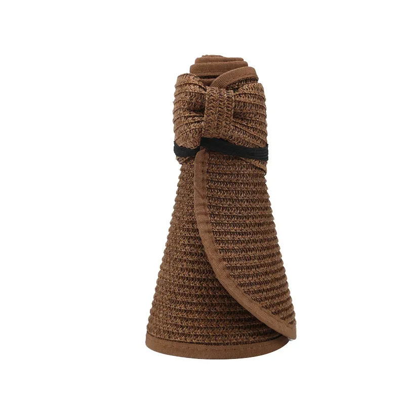 New Women's Sun Hat UPF 50+ Protecetion Wide Summer Hat Brim Roll-up Straw Bow Sun Visor Hats Foldable Topless Beach Hats