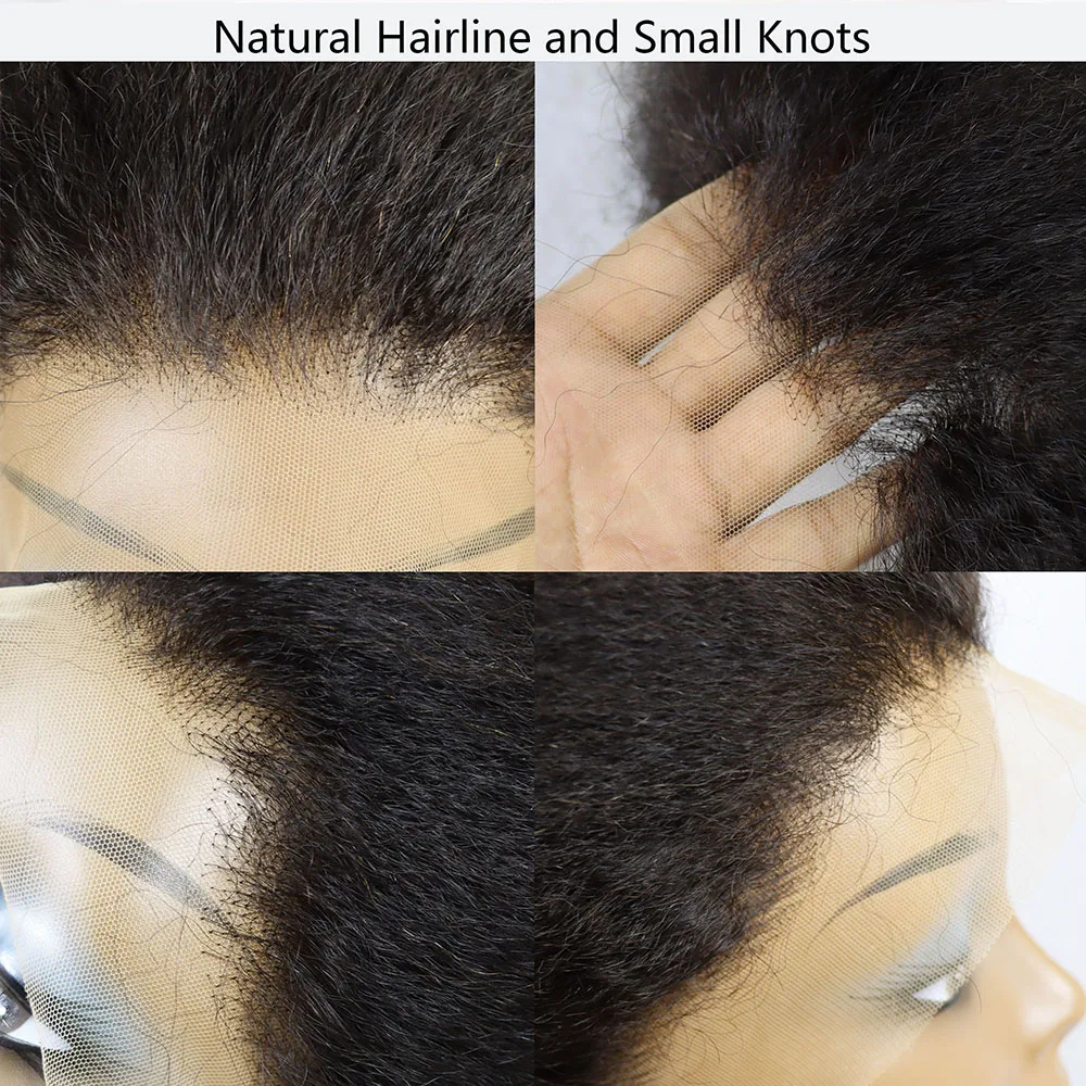 Parrucca in Capelli Umani Vergini Remy 100% | Capelli Lisci Afro Kinky a Densità Elevata | Frontale in pizzo HD trasparente dall'aspetto naturale - immagine 5
