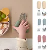 Baby Silicone Tableware Set Children Utensil Stainless Steel Toddler Dinnerware Cutlery Cartoon Infant Food Feeding Spoon Fork 1