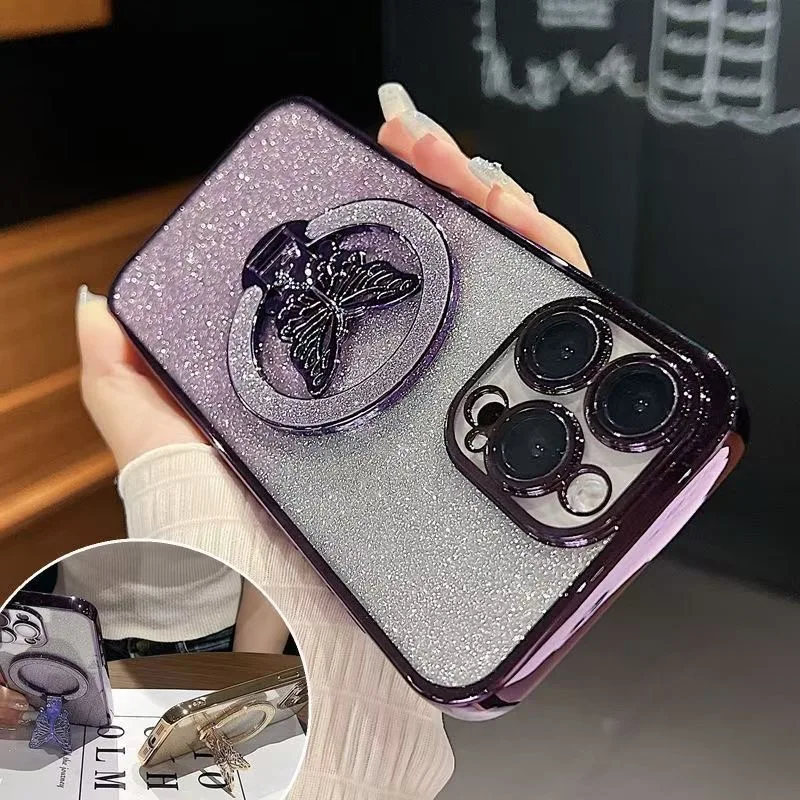 Butterfly Ring Stand Phone Case with Enhanced Grip and Stylish Protection