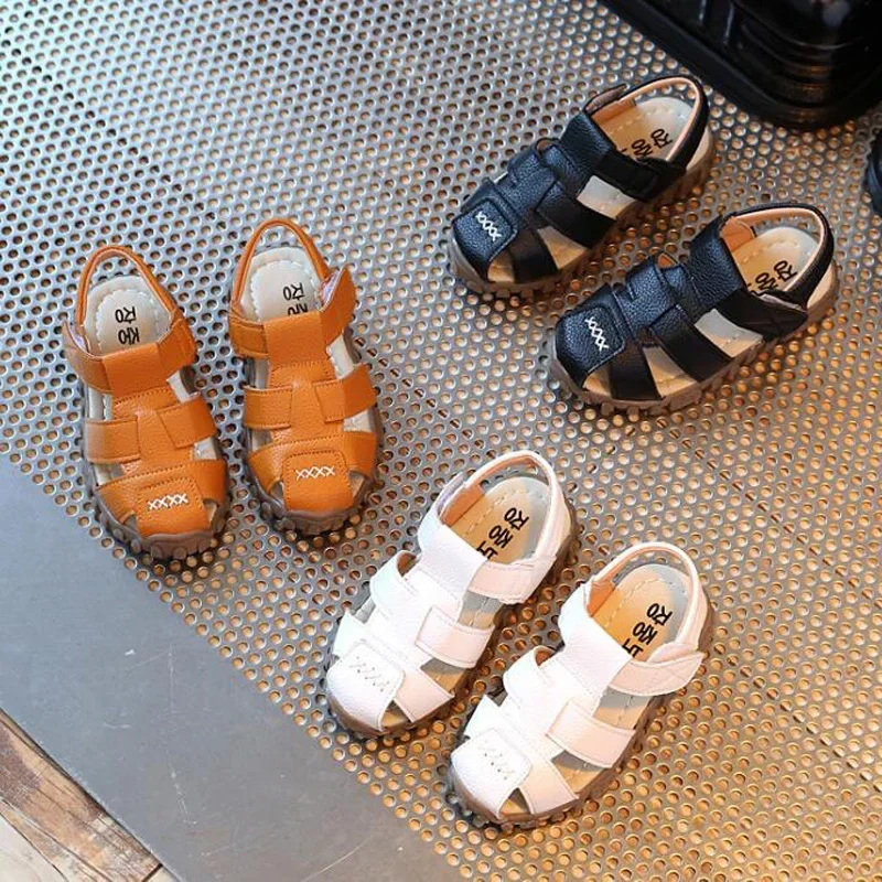 Toddler Boy Sandals Kids Summer Beach Shoes Soft PU Leather Closed Toe Sandals Size 21-30 baby shoes kids shoes children sandals kids sandals beach shoes