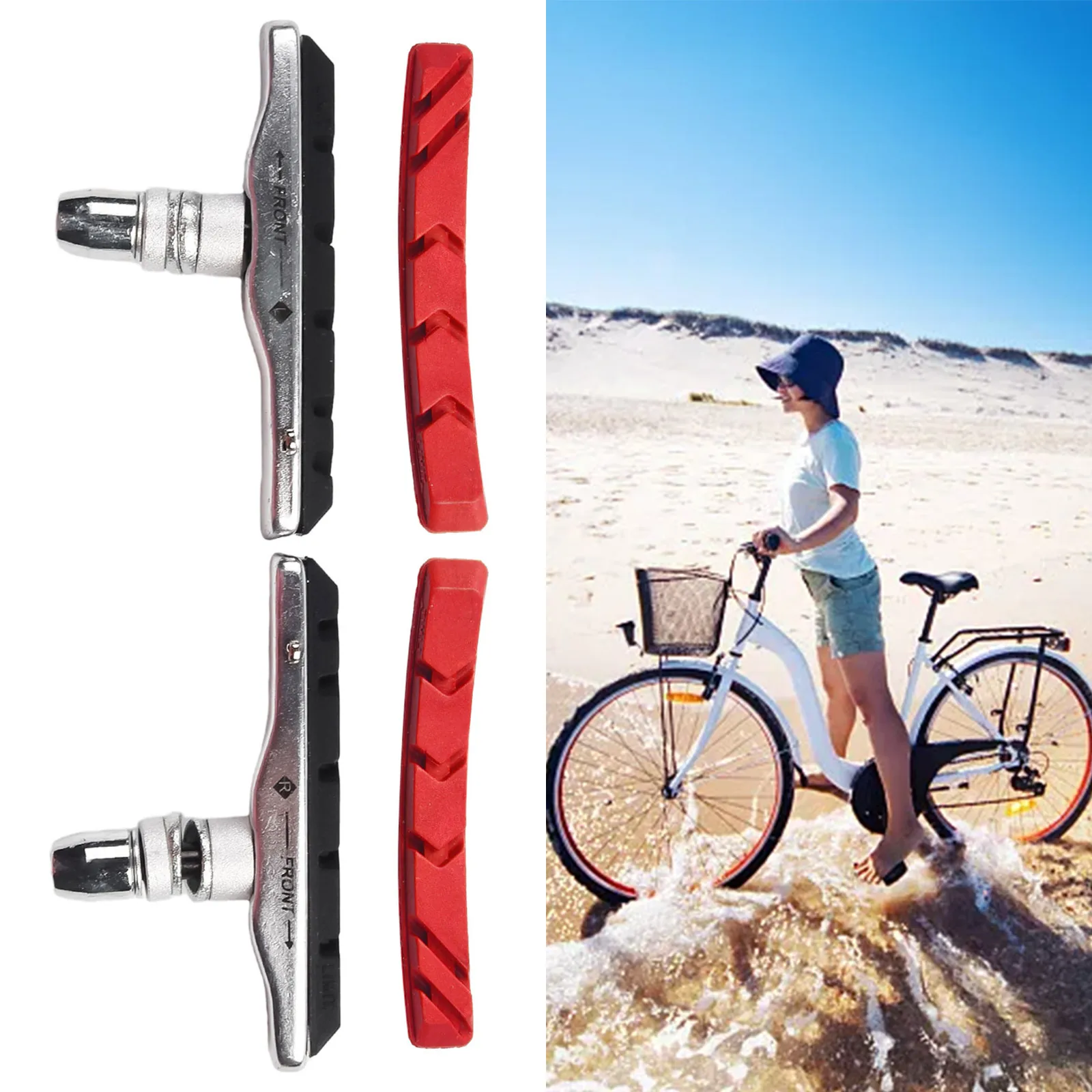 Bike Brake Blocks For MTB 70mm Central Threaded Left And Right V Brake Wear-resistant 1 Pair Cycling Practical