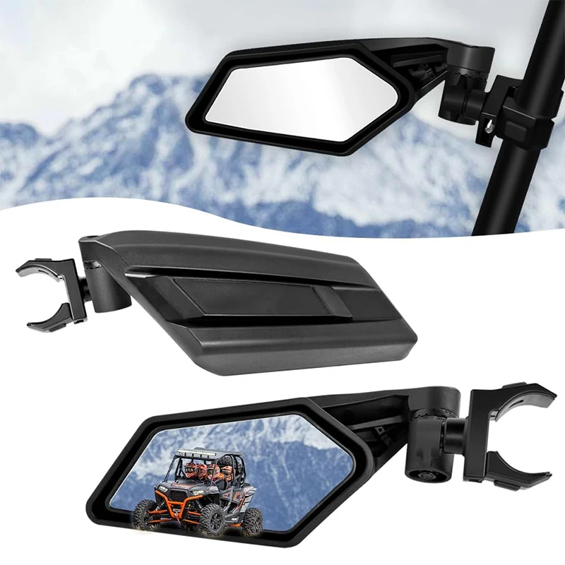 UTV Side Mirrors RZR Adjustable Side Mirrors 1.5&rdquo;-2&rdquo; Roll Bar Polars RZR 1000 Can Am Maverick Yamaha YXZ Rhino Pioneer