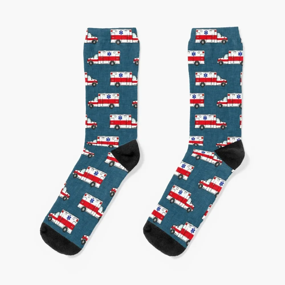 Ambulance on Dark Blue Socks short japanese fashion Girl'S Socks Men's