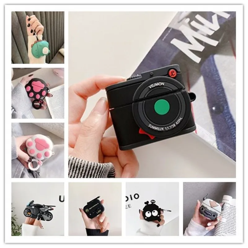 

3D Camera Caw Amine Soft Race Motor Earphone Case for Apple Airpods 1 2 3 Cases Wireless Bluetooth headset For air pods Pro