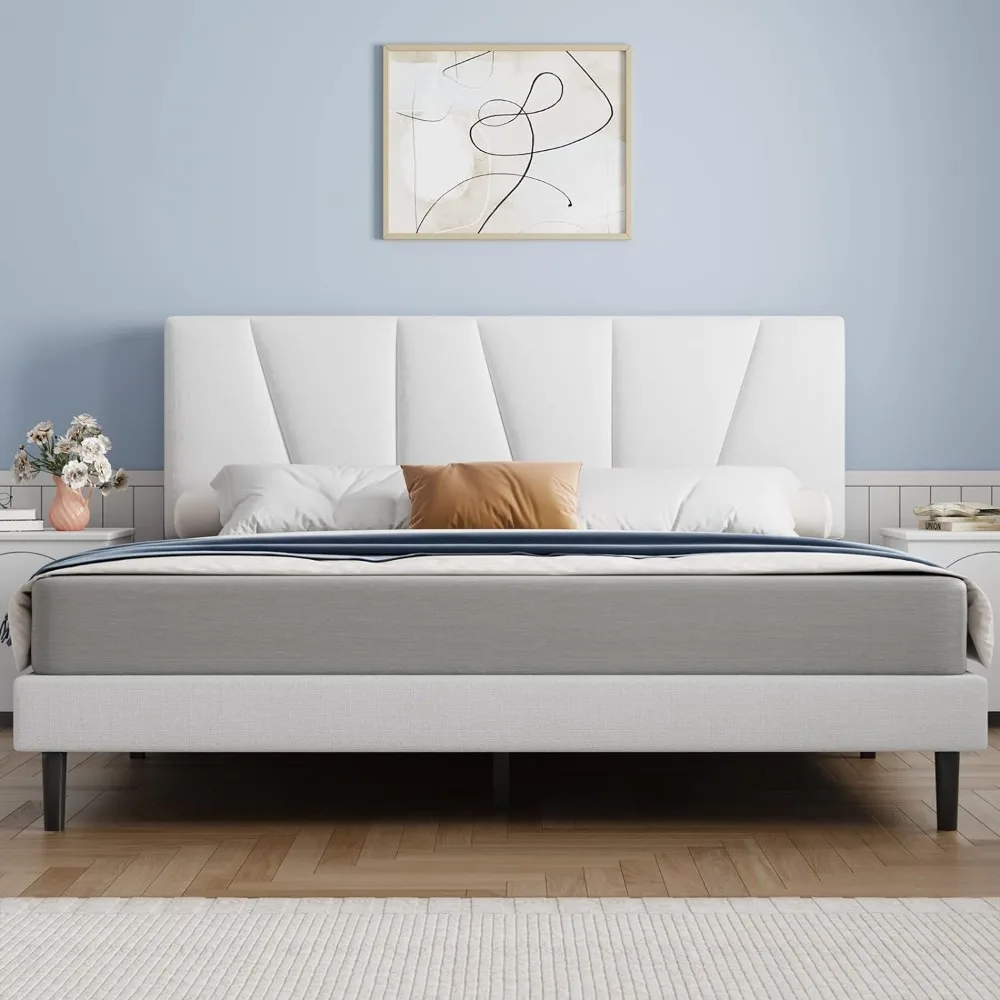 

Molblly Queen Bed Frame Upholstered Platform with Headboard and Strong Wooden Slats, Strong Weight Capacity, Non-Slip and Noise-