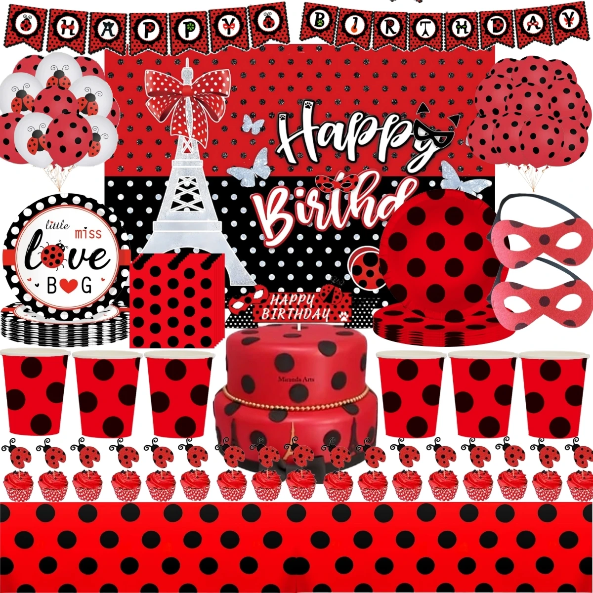 Ladybug-Birthday-Party-Decoration-Disposable-Tableware-Plate-Cup ...