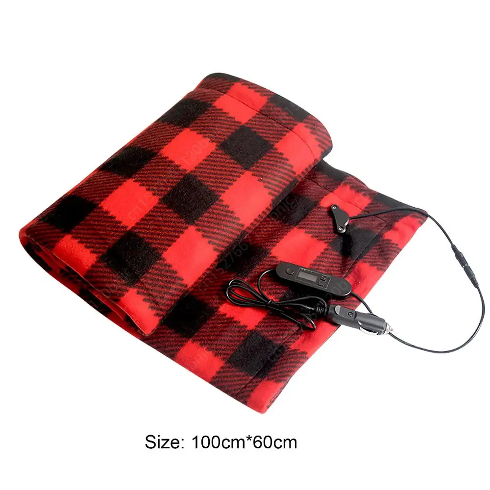 Car Heated Blanket Constant Temperature Heating Blanket 12V Heated Safety Timer Car Heating Pad Fleece Car Blanket for RV Caravan Camper