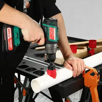 HYCHIKA 19-64mm 14pcs Hole Saws Set with Storage Box for Electric Screwdriver Drilling Metal Wood Power Tools Accessories 6