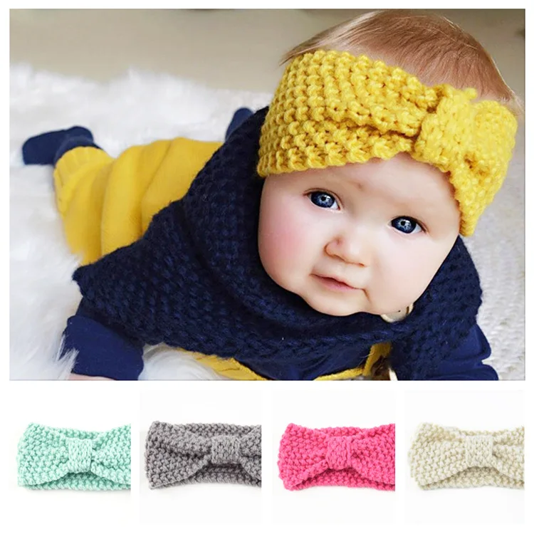 

Children Bow Hair Band Winter Baby Knitted Hair Band Baby Girl Wool Earmuffs Hair Accessories