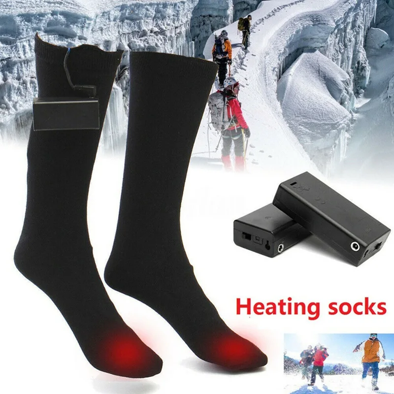 Chaussettes Chauffantes Chaudes D'hiver Alimentées Par Batterie Pour Hommes Et Femmes, Randonnée, Cyclisme, Ski, Pêche, Chauffe-jambes En Coton Thermique