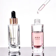  30ml Mini Empty Glass Dropper Bottle Square Transparent Refillable Bottles Cosmetics Luxury Perfume Pipette Travel Wholesale Lot 