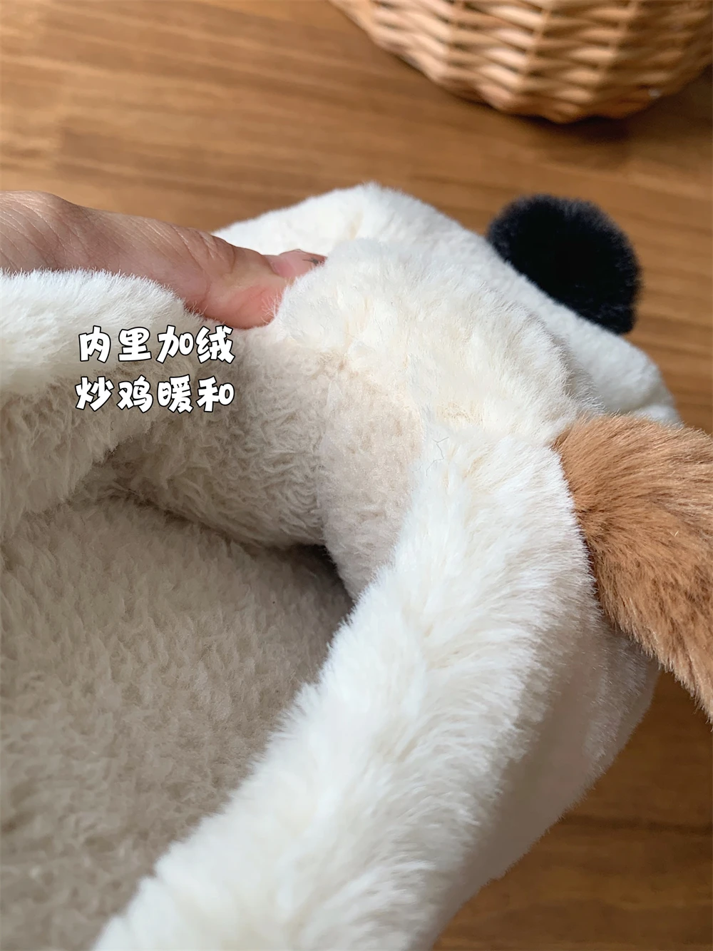 Cute Puppy Cotton Slippers For Men And Women Plush Home Slipper Interior Insulation Ins Cartoon Palm Dog Parent-child Slippers