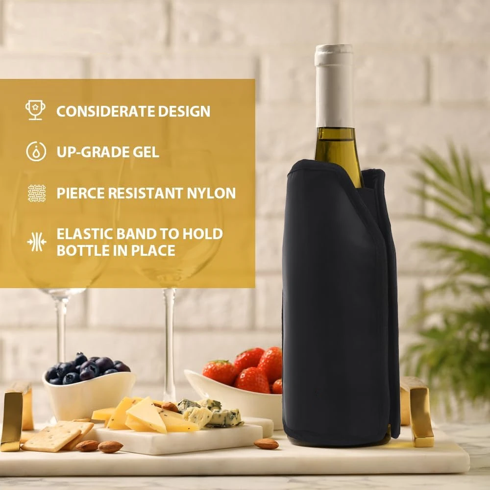 Wine Cooler Sleeve: Wine Cooling Holder Ice Bag Jelly Picnic Beverage Nylon for Beer Champagne Bucket