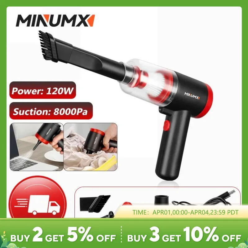  MINUMX Mini Car Vacuum Cleaner Rechargeable Handheld Vacuum Cleaner Hair Dryer 3 in 1 Multifunctional Wireless Dust Catcher 