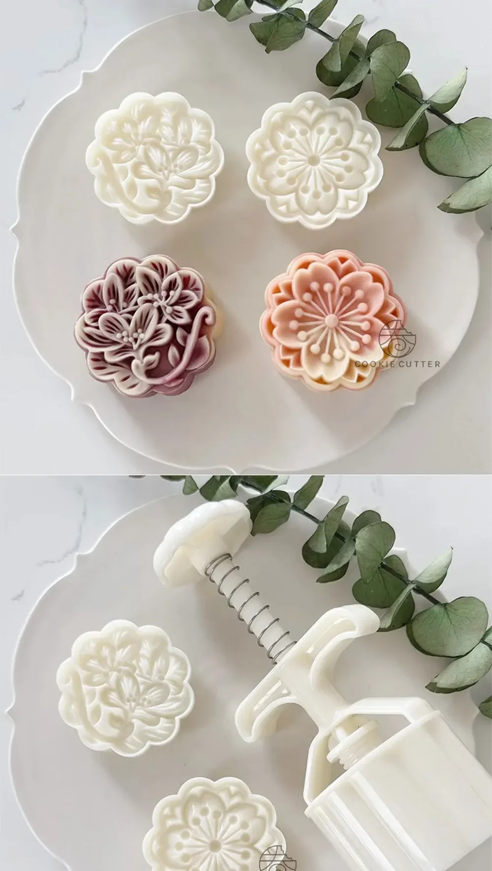 Description Picture 4 of item2pcs/Set 75g Azalea Blossom Mooncake Mold Cookie Cutter Cherry Stamp Mid-Autumn Festival Pastry Dessert Baking Accessories Tools