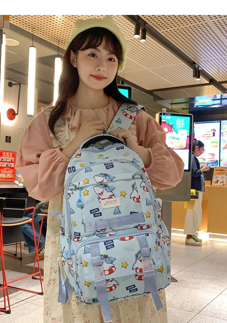 حقيبة ظهر مطبوعة لطيفة للطلاب، حقيبة مدرسية خفيفة الوزن ذات سعة كبيرة، حقيبة ظهر واسعة للجامعة والمدرسة الثانوية