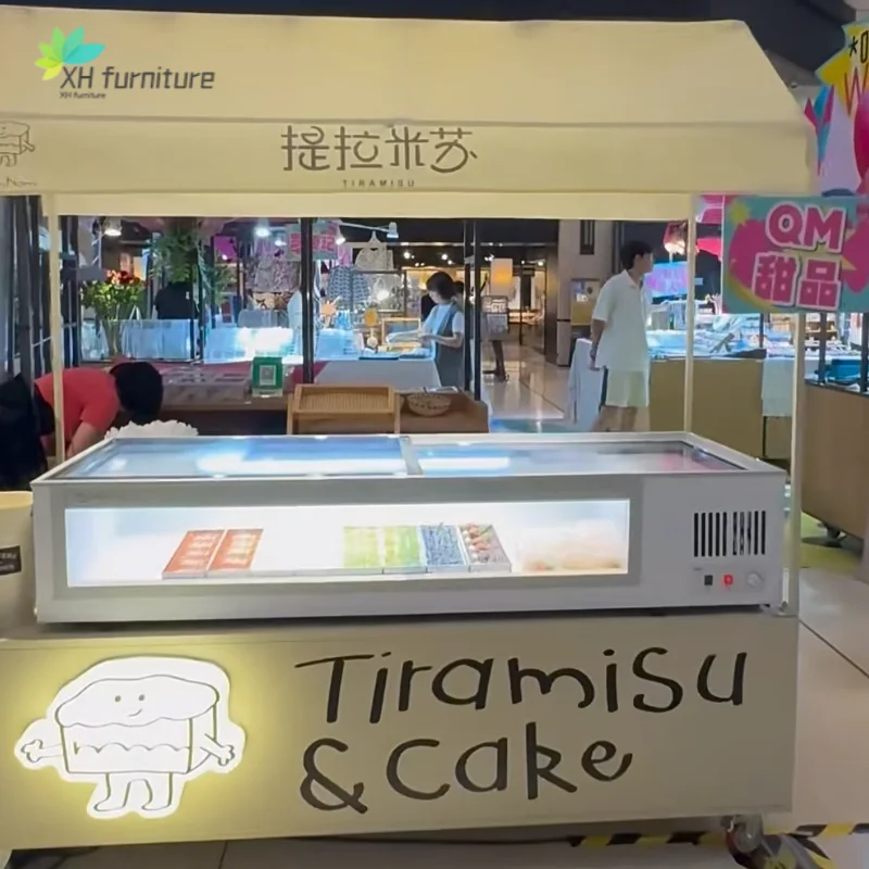 mobile coffee cart Outdoor stall cart Multifunctional ice cream display