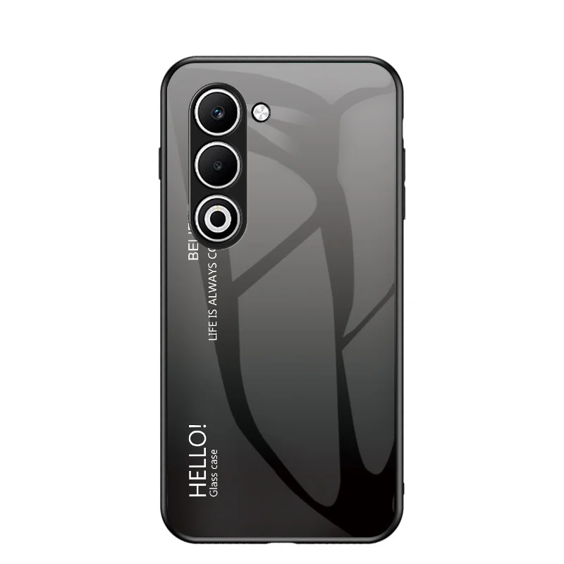 Shockproof Gradient Tempered Glass Phone Case with Silicone Bumper