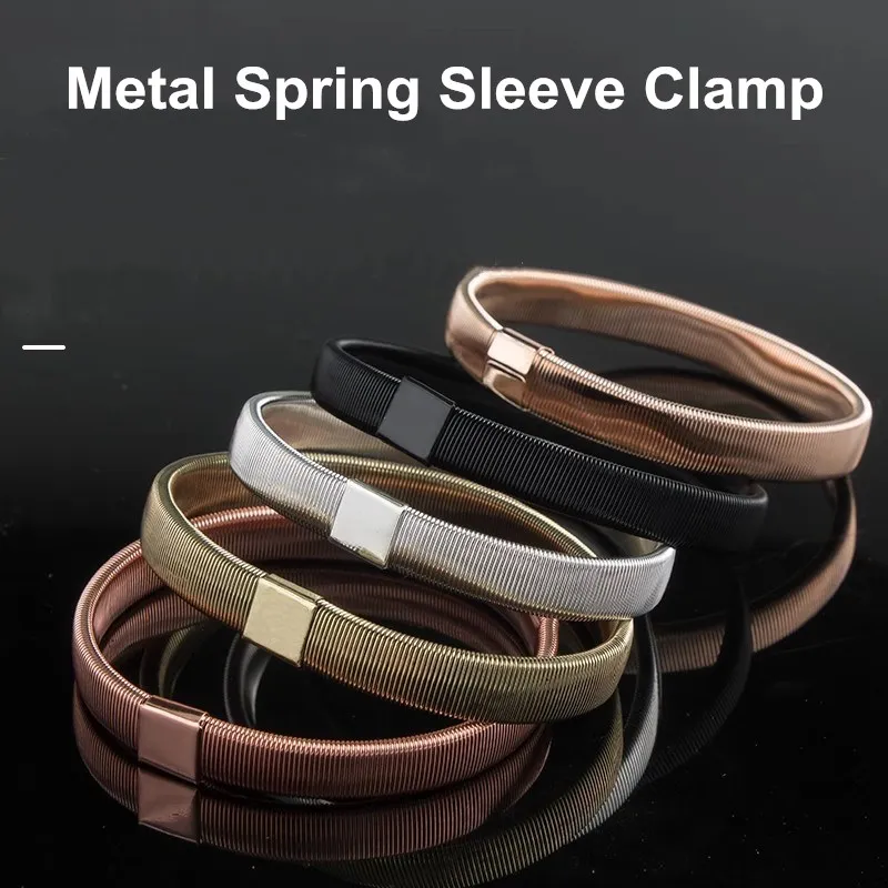 Metal Shirt Sleeve Holders Men's Elastic Armband Adjustable Cuffs Arm Rings Clamp For Party Wedding