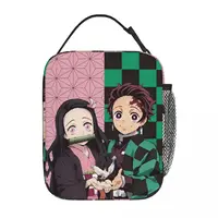 Demon Slayer Anime Nezuko Tanjiro Insulated Lunch Bags High Capacity Meal Container Thermal Bag Lunch Box Tote Office Outdoor 2