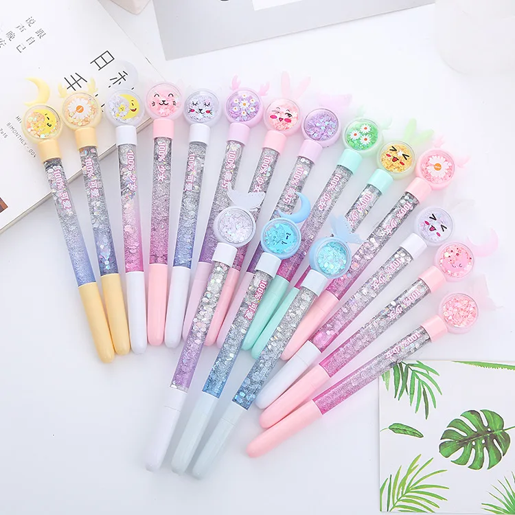 

40Pcs Cute Gel Pen for Girls Kawaii Korean Stationery 0.5mm Quicksand Gel Pens for Children's School Office Supplies