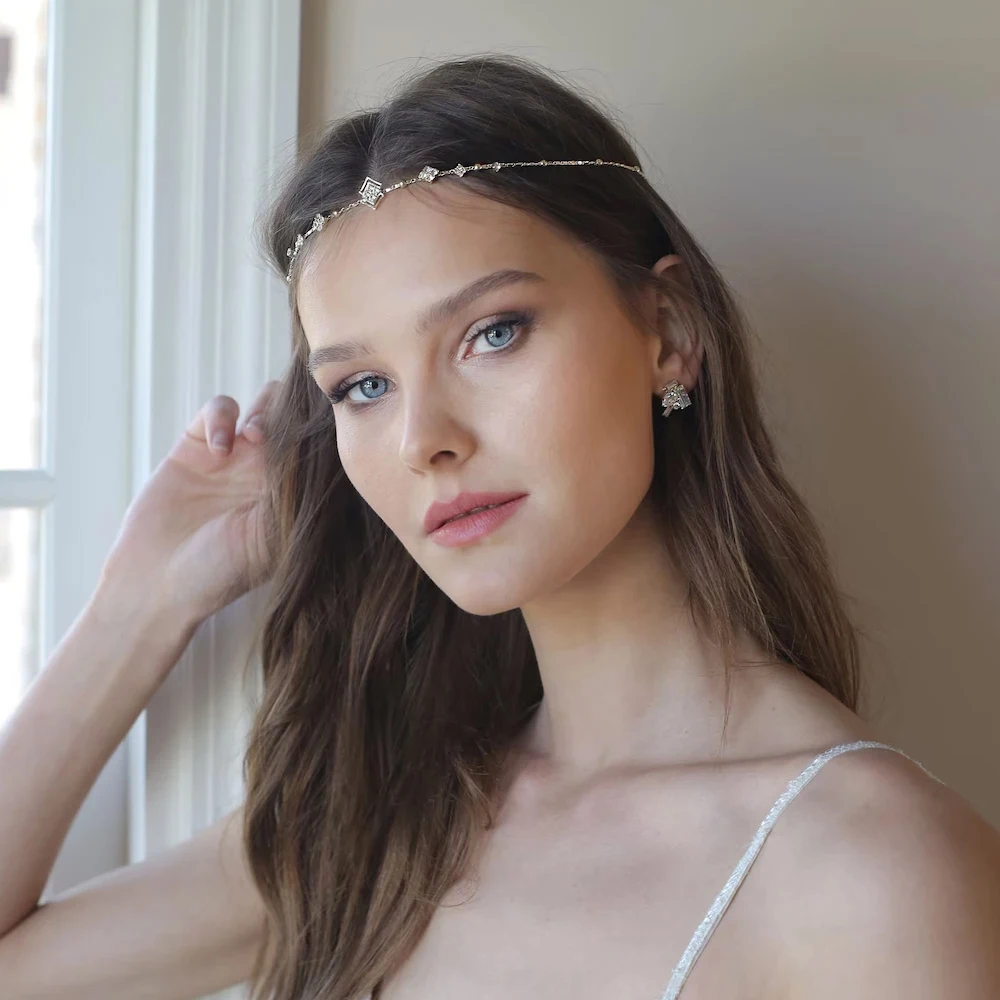 Catenina Per Capelli Bohémien Con Strass - Set 4 Pezzi Con Bracciale, Regalo Per Donne, Oro - Foto 12