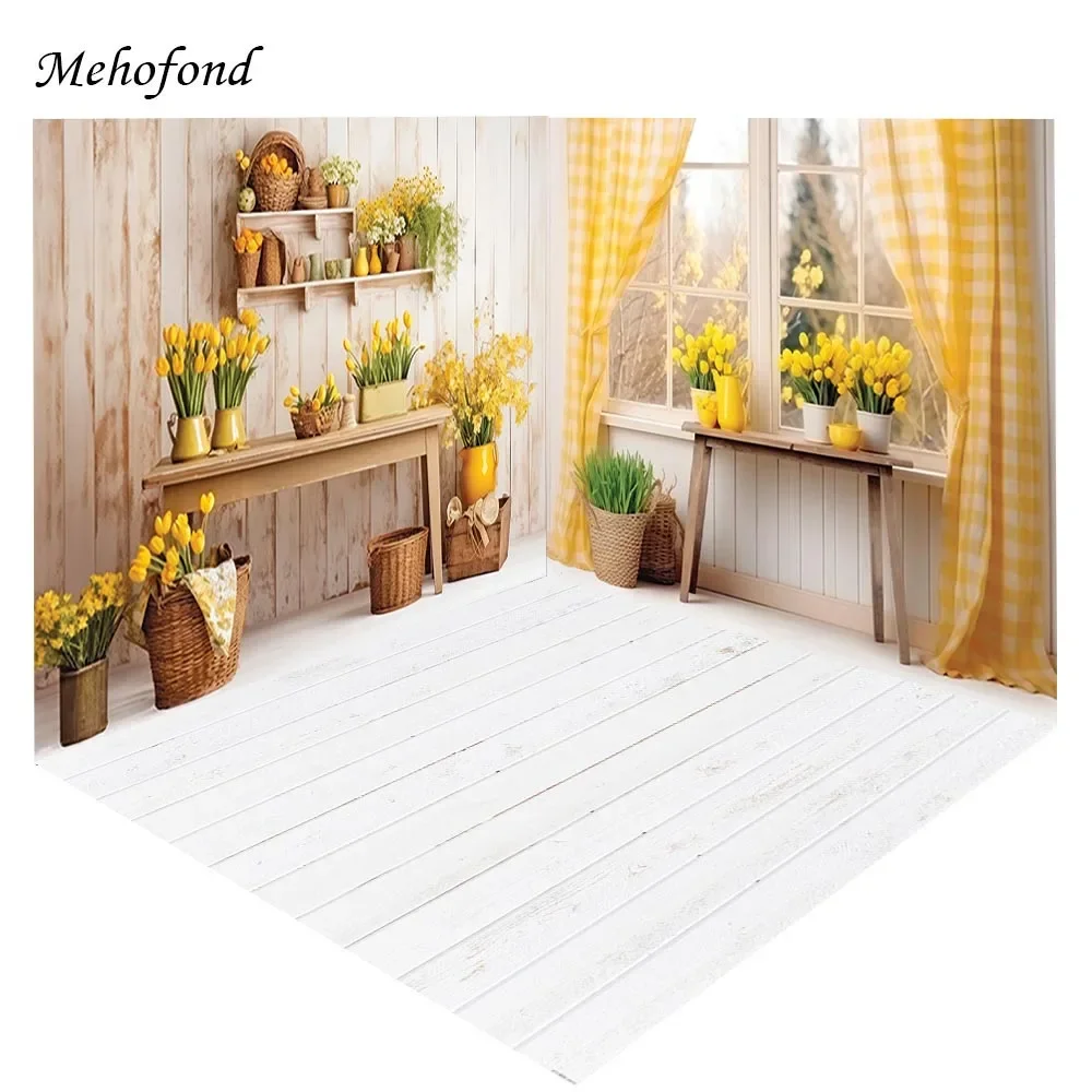 

Mehofond Photography Background Spring Floral Garden Curtain Wood Kids Adult Birthday Party Portrait Decor Backdrop Photo Studio