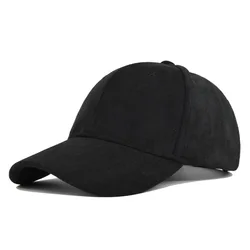 Vintage Suede Adjustable Snapback Cap with Faux Fur Visor (Black)