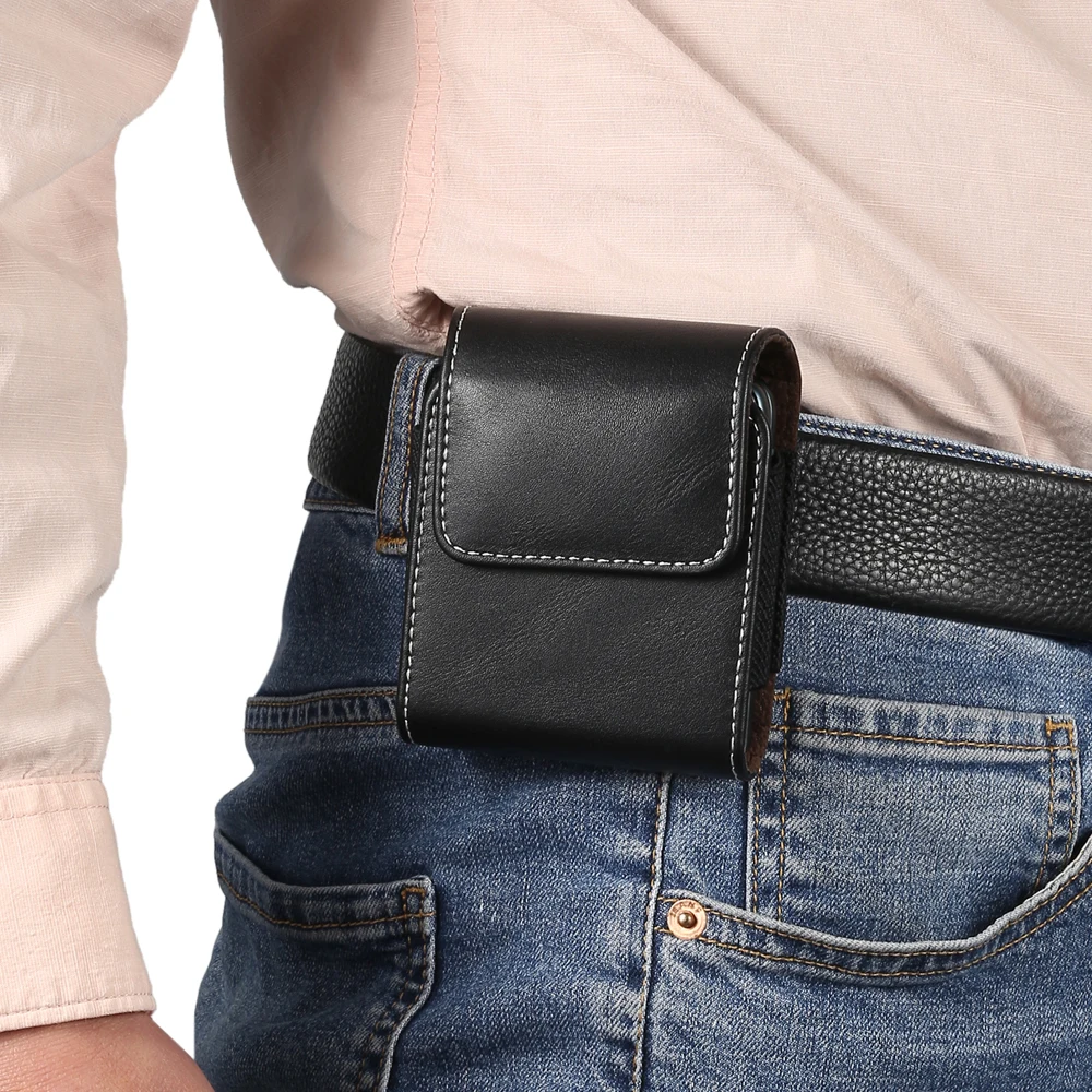Men's Leather Waist Bag with Belt Clip - Stylish Holster Pouch Case