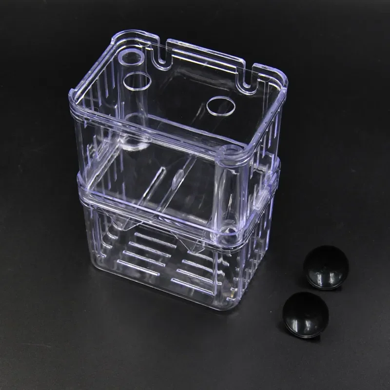 Double-Deck Clear Fish Breeding Isolation Box Aquarium Breeder Fish Tank Hatching Incubator House Home 8*7*11cm fish breeding box