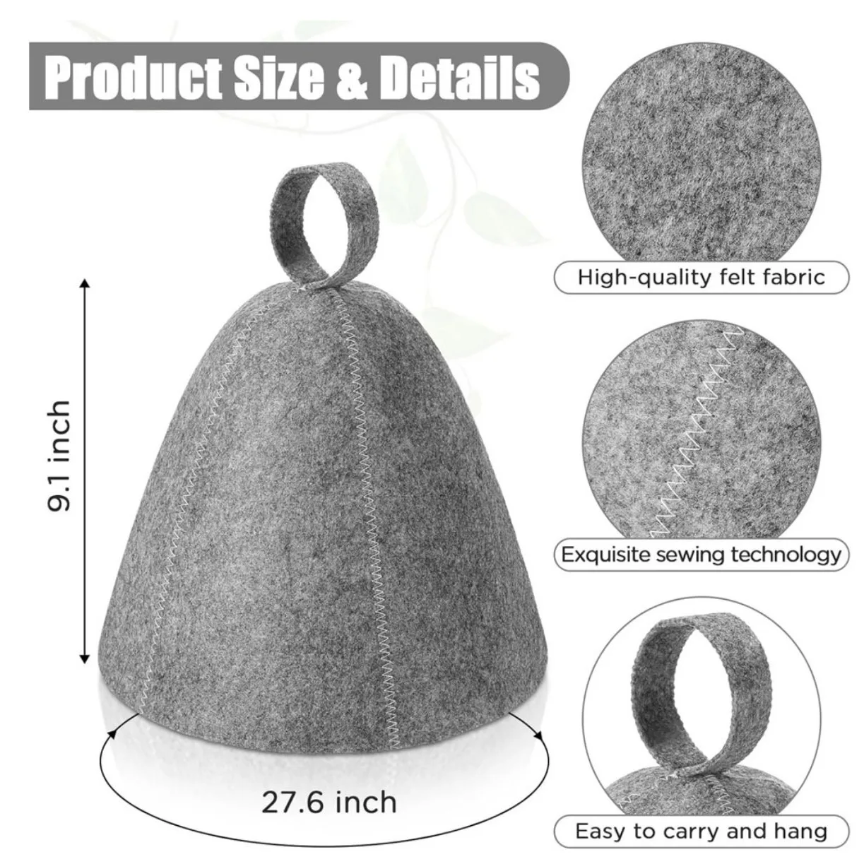 sauna  Anti Heat Sauna Hat Thicken Wool Felt Shower Cap Hair Turban Quickly Towel Drying Towel Hats Sauna Bathroom Accessories 5