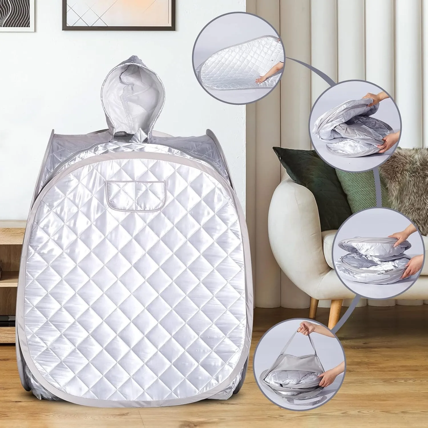 Portable Sauna set one Person Full Body at Home Spa Hat Tent Include 2L Steamer with Remote Control for Detox 5