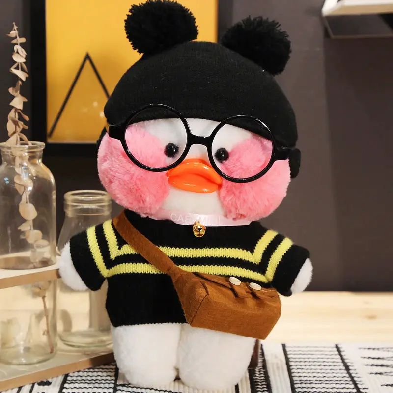 Розовая плюшевая игрушка LaLafanfan Kawaii Cafe Mimi желтая утка 30 см милая мягкая кукла