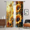 2pc,  Window Drapes sunflower 100% Polyester,Without Electricity Festive Holiday Perfect for Holiday Decor 2