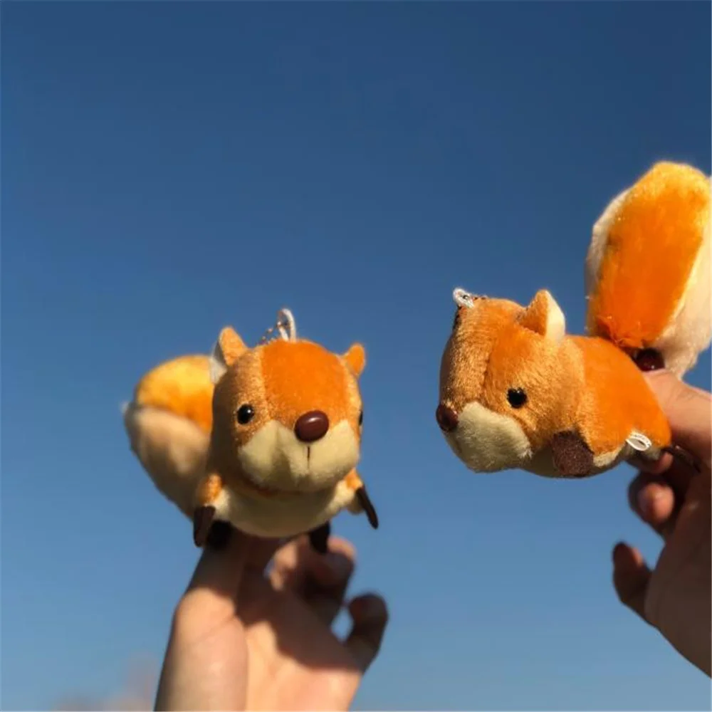 9CM 다람쥐 푹신한 열쇠 고리 선물 장난감, 박제 동물 플러시 장난감