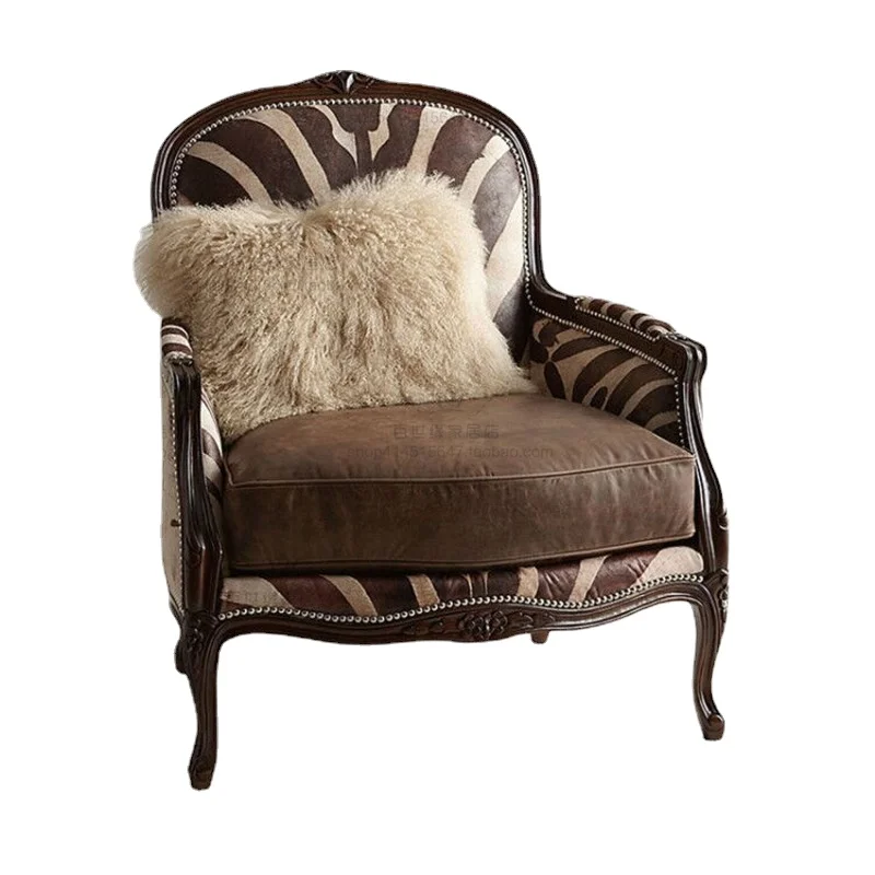 

YY Wingback Chair French Style European Style Fabric Single Sofa Small Apartment High Back Chair