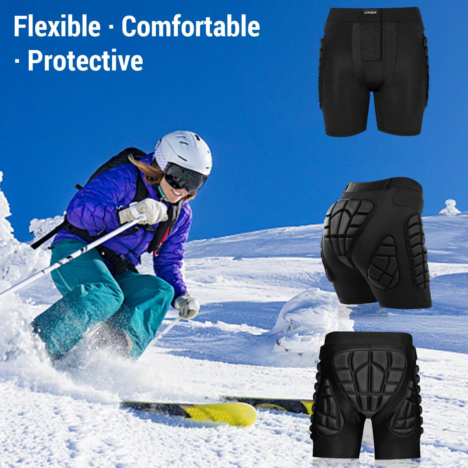 Outdoor Ski Shorts + Knee Pads Set Waterproof Skateboarding Snowboarding Skiing For Women Men