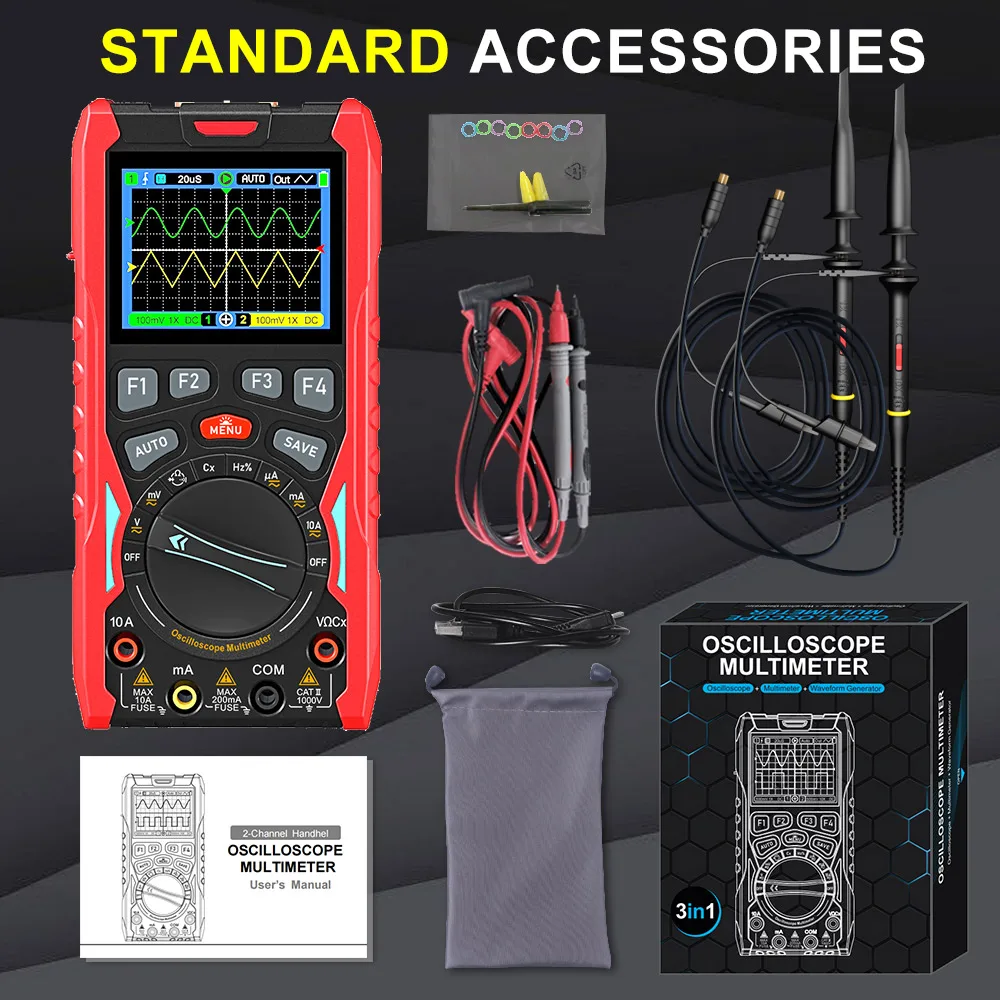 ET853C 2CH Oscilloscope Multimeter Signal Generator 3in1 70MHz Bandwidth 20000 c