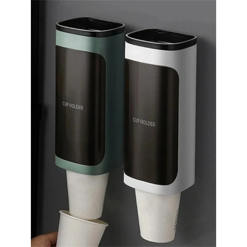 Home Disposable Automatic Cup Picker Office Translucent Wall-mounted Hole-free Paper Cup Holder