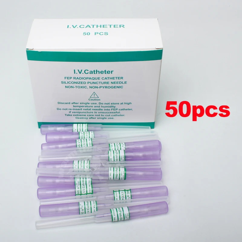 50pcsIVCannulaPenTypeIntravenousInjectionCatheter20G22G24G
