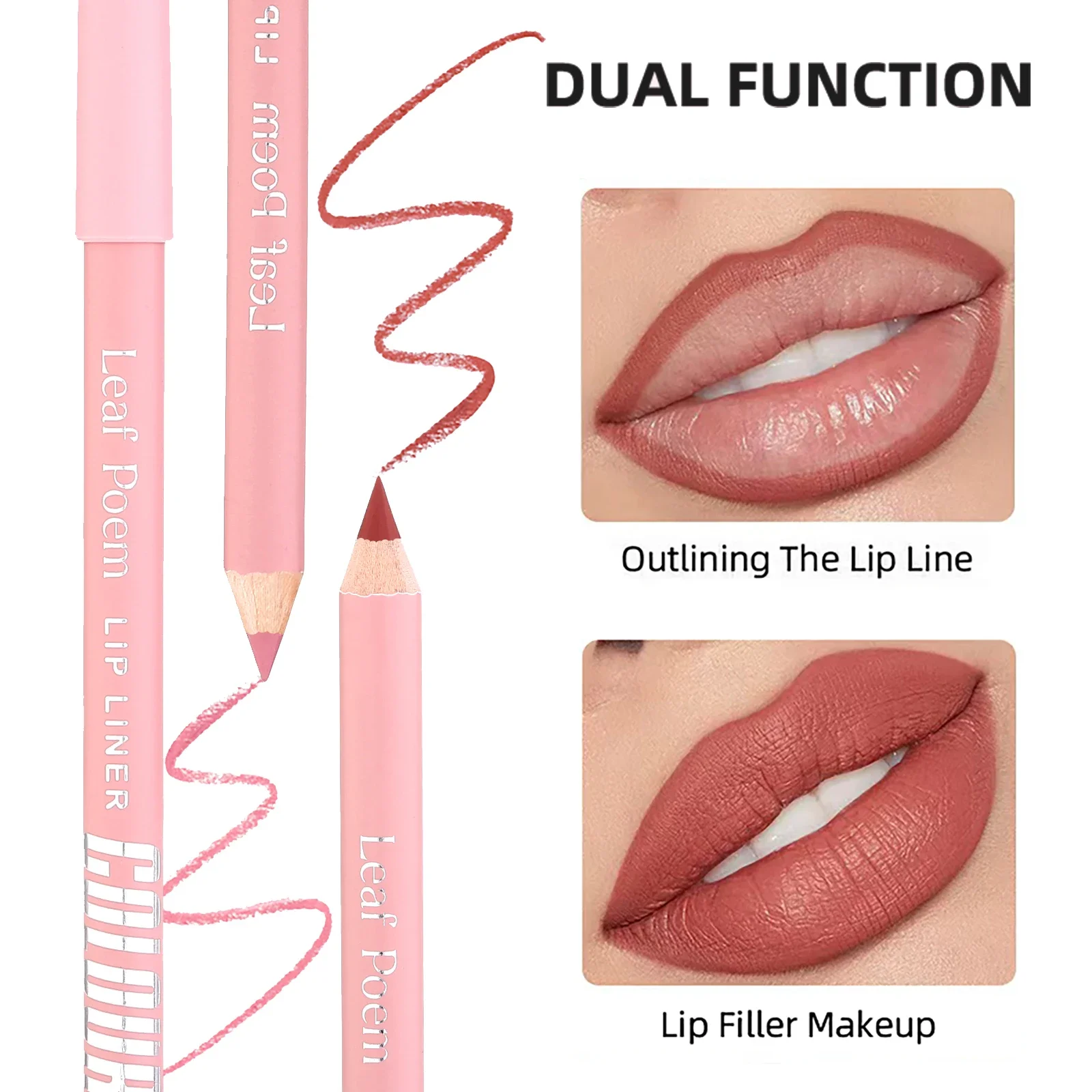 Nude Pink Lipliner Pencil Long-lasting Waterproof Red Brown Lip Contour Sculpt Pen Blendable High Pigmented Lipstick Makeup 5
