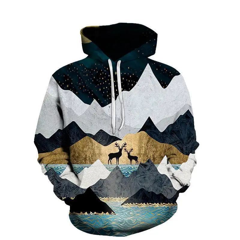 

Forest 3D Printing Autumn Hoodie Men/Women Fashion Children's Hoodie Casual Retro Loose fitting Sportswear Men's Sportswear Coat