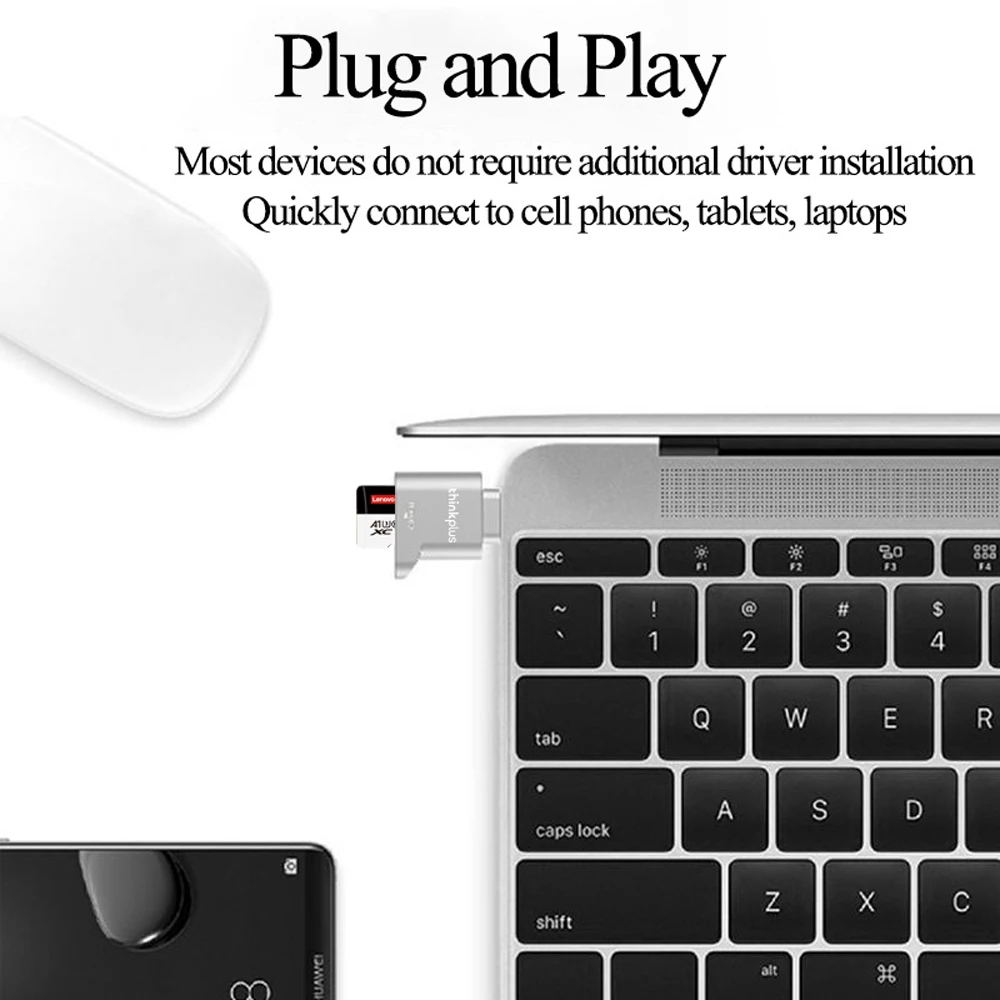 Lenovo TF Card Reader Micro SD Card Reader Type C TF Memory Adapter with USB C to USB Adapter Laptop Compatible