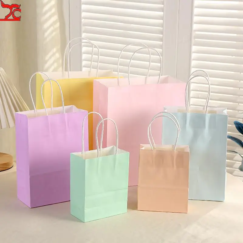 Macaron Paper Bags 20 Pcs Candy Gift Box Packaging Bags Kids Unicorn Birthday Party Decor Baby Shower Supplies Wedding Decor