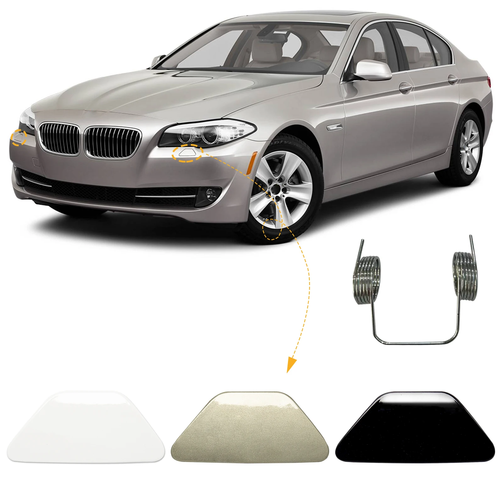 Front Bumper Headlight Headlamp Washer Jet Spray Nozzle Cover Cap For