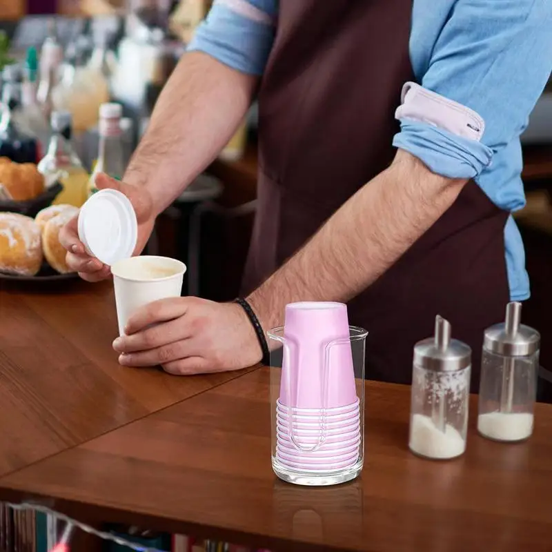 Paper Cup Dispenser Bathroom Cup Dispenser Durable Clear Mouthwash Cup Holder Small Paper Dispenser For Bathroom Vanity Countertops Makeup Table cup storage holder