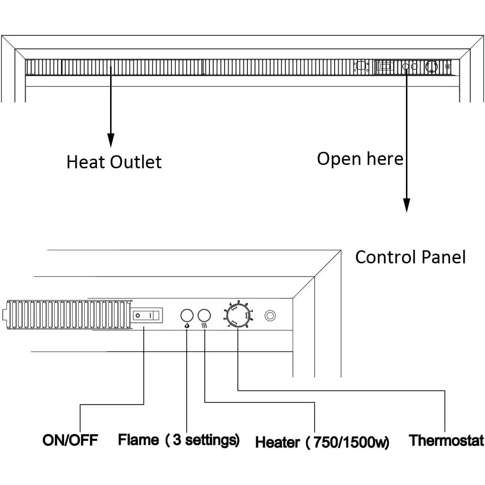 Electric Fireplace Insert with Log Speaker, Designed for Stud, Wood Burning Opening, Cabinet & Wood Mantel, Remote Control 5
